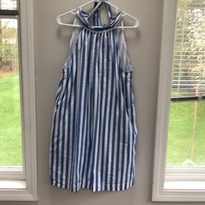 J.Crew Blue Striped Dress, Size 10, pockets, 100% cotton, Worn once